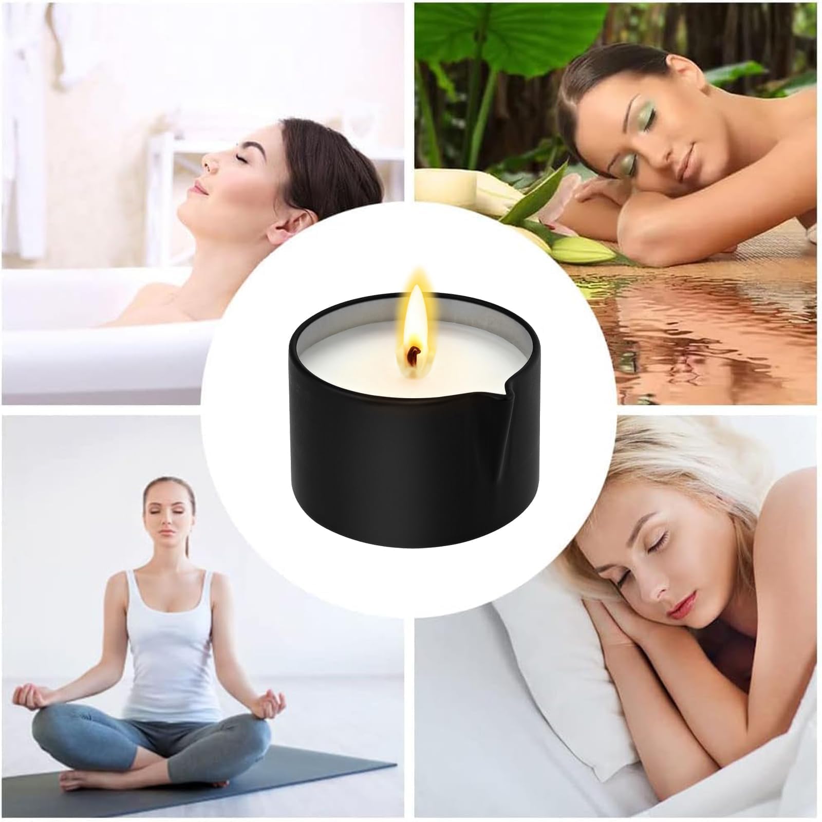 Juego de velas de masaje de 6 aromas, velas de aromaterapia de cera de soja con aceite suavizante de la piel, mezcla de soja de coco a baja temperatura para parejas