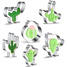 Cactus Cookie Cutter Set - Xzhloym 6 Piece Stainless Steel Metal Cactus/Cacti Cookie Cutters in Different Shapes Fondant Biscuit Cutter Molds