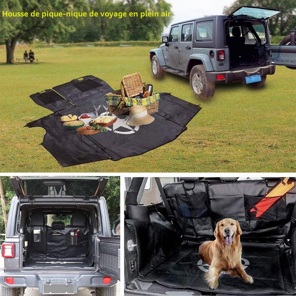 PSLER® Tapis de Coffre Housse de Siège pour Chien étanche avec Hamac pour Wrangler JK 2007-2017 et pour Wrangler JL 2018-2023