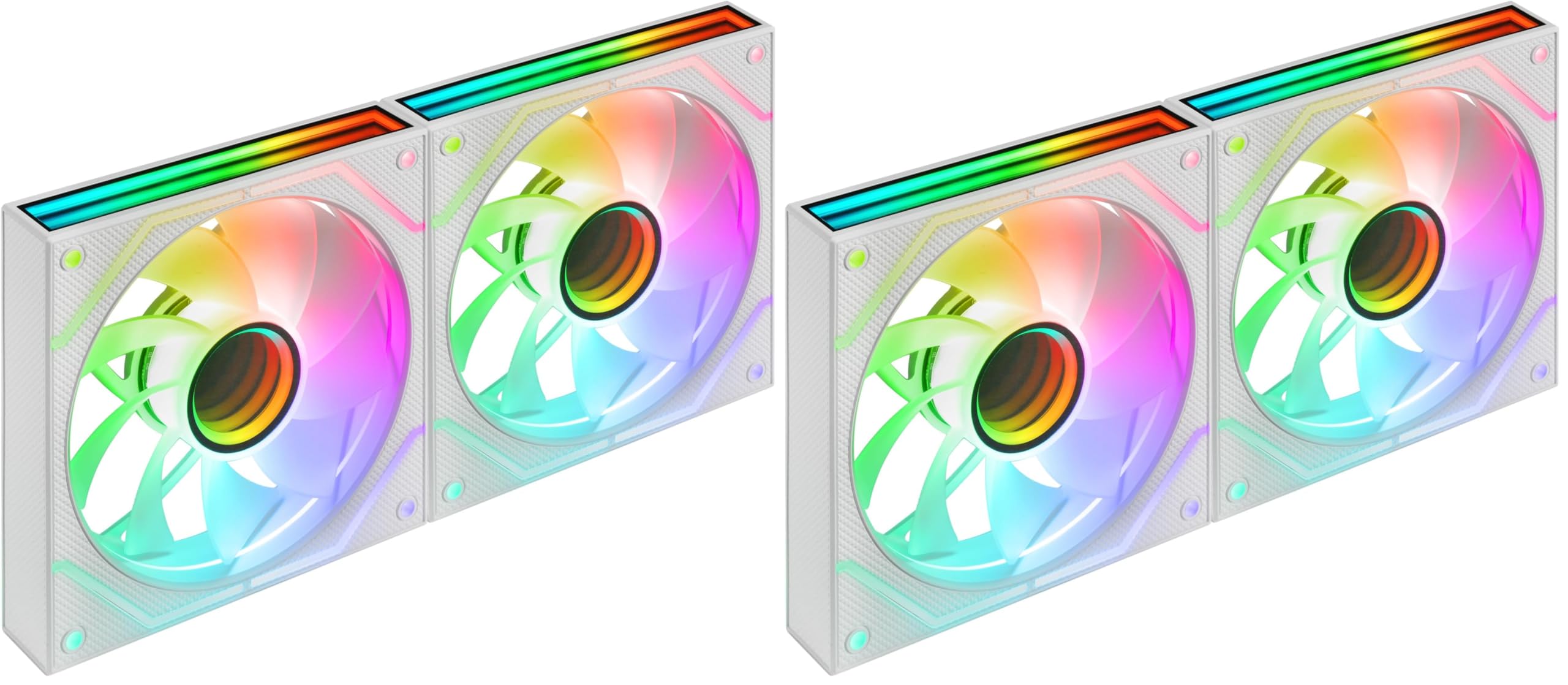 Mars Gaming MF-3DPROX2R, Kit 2x 120mm Fans, Inverted Blades, ARGB Triple Infinity Mirror 360° Lighting, PWM Control, FDB Bearings, PC Fans with Full ARGB Compatibility, White