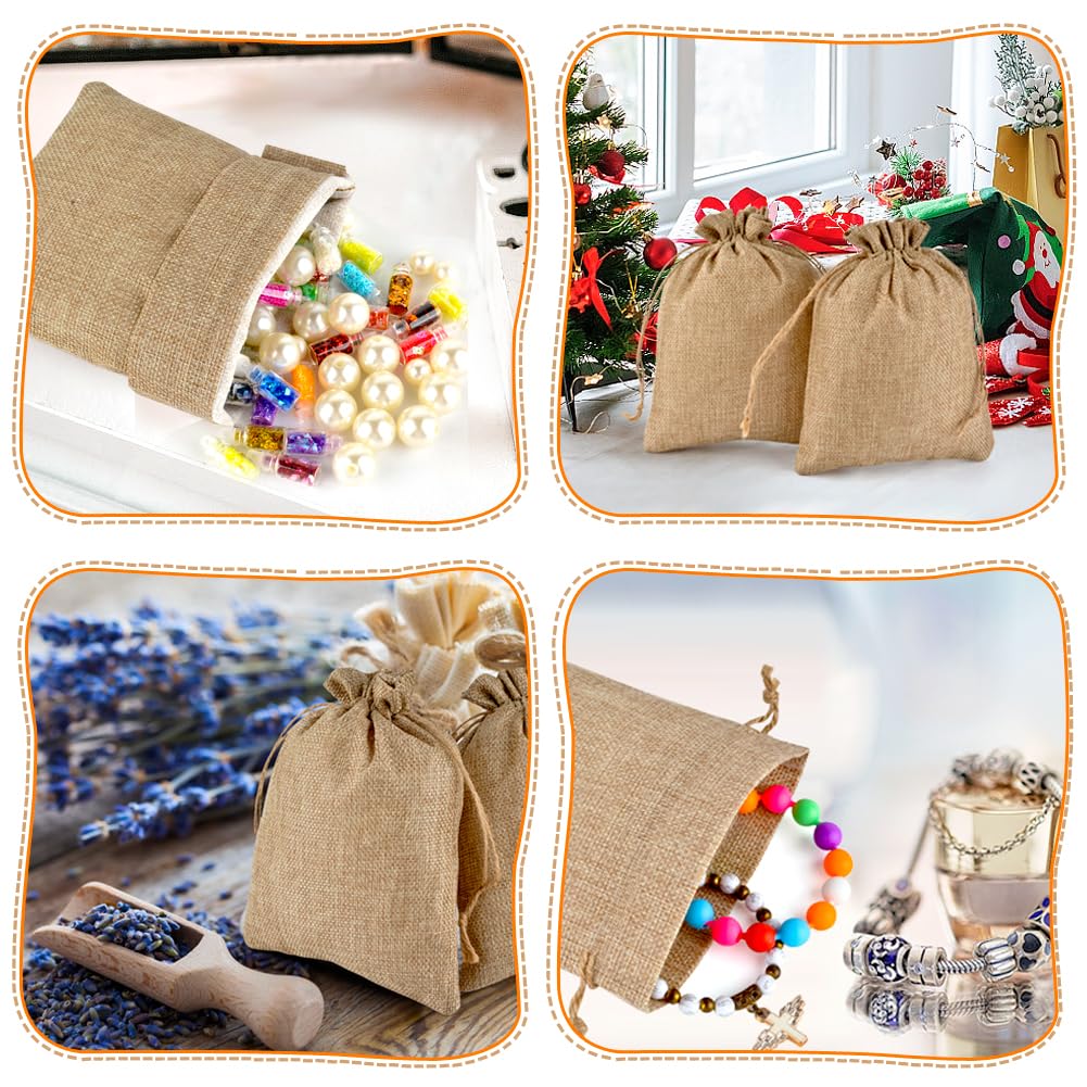 20 Pezzi Sacchetti Juta, Sacchetti di Iuta 17x23 cm, Sacchetti Regalo con Coulisse, Vintage Biancheria Borse Borse da Regalo Tela da Imballaggio Sacchetto dei Monili Candy Bags, Cachi