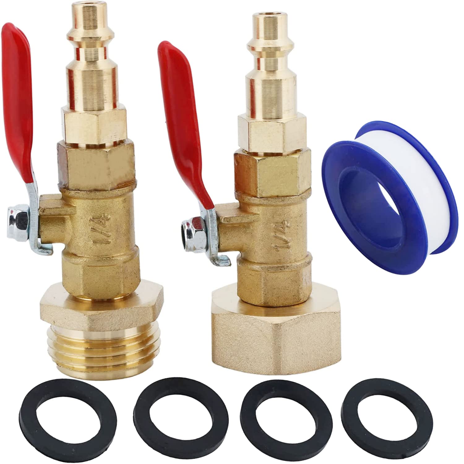 Photo 1 of 2pcs Brass Winterize Adapters Blowout Adapter Kit w/ 1/4" Quick Connect Plug, Female & Male