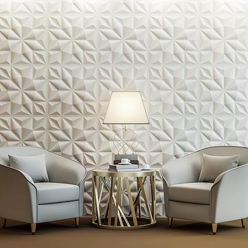 Miniatura 2 de Art3d Textures - Paneles de pared 3D para decoración de pared interior, paneles de pared decorativos de PVC de diamante blanco, paquete de 12