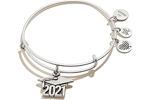 ALEX AND ANI Connections Expandable Bangle for Women, 2021 Graduation Cap Charm,...