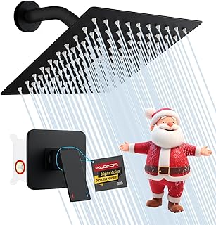 Matte Black Shower Faucet Set - 304 Stainless Steel Shower Trim Kit with Brass Valve & 8 Inch Rotatable Square Shower Head - Easy Installation for Bathroom, Shower, RV