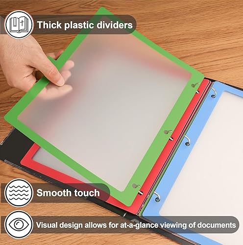 Miniatura 5 de 24 unidades3 juegos de 8 separadores de pestañas para carpeta de 3 anillas, 24 separadores de carpetas de 3 anillos de color transparente con