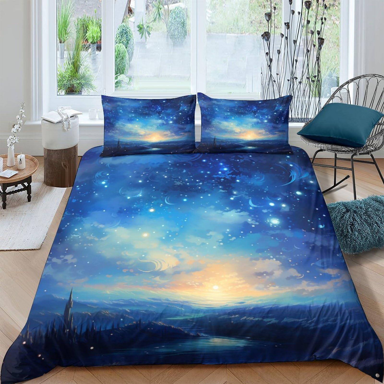 Housses de couettes microfibre double IOFEER 200x200 anti-plis pour un lit parfait