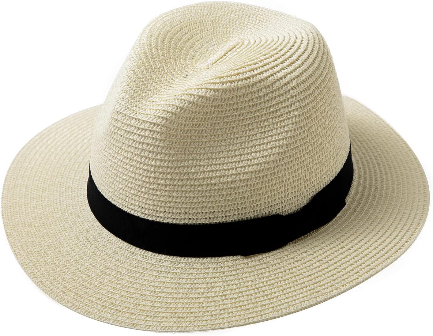 ComhatsUnisex Summer Panama Fedora Trilby Straw Sun Hats for Men Women Safari Beach Hat Packable XS-XXXL