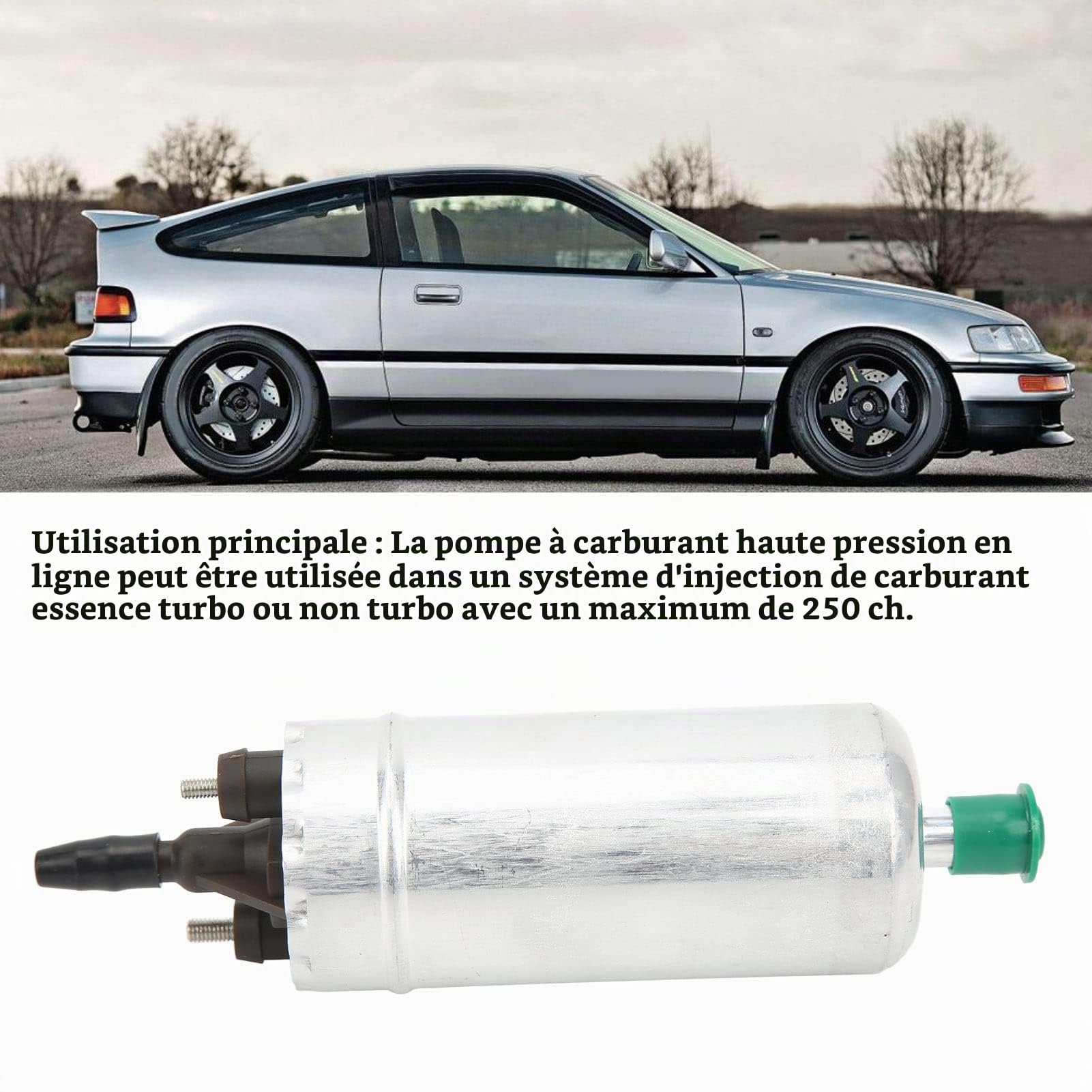 Fockety Pompe à Carburant électrique en Ligne, 12V 34 GPH Débit 3 Bar Pompe à Carburant Haute Pression Universelle, OEM 0580453911 0580463017 0580464023 Remplacement Automobile