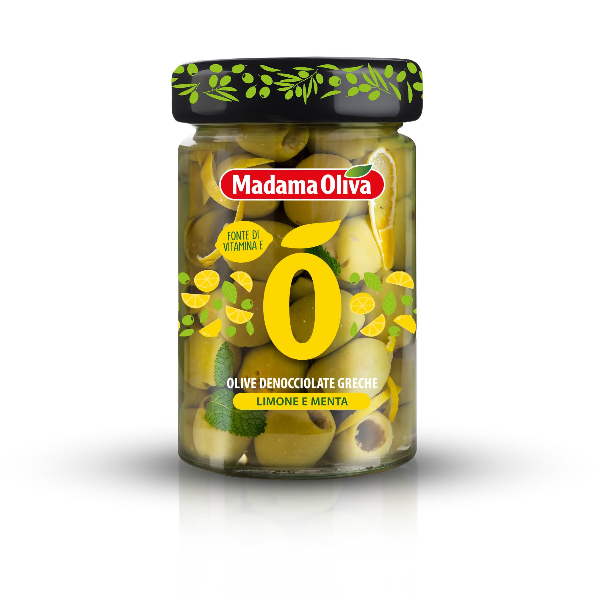 Madama Oliva Greek Pitted Green Olives 300g, Halkidiki Variety, Lemon and Mint Flavour, Castelvetrano Processing, Packed in Brine, Fresh and Aromatic Flavor-picture-14