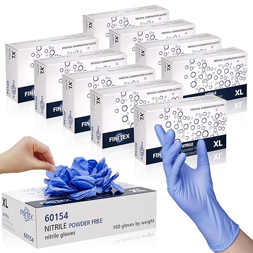 FINITEX Ice Blue Nitrile Exam Gloves - Powder-free, 1000 PCS Medical & Home Cleaning Gloves