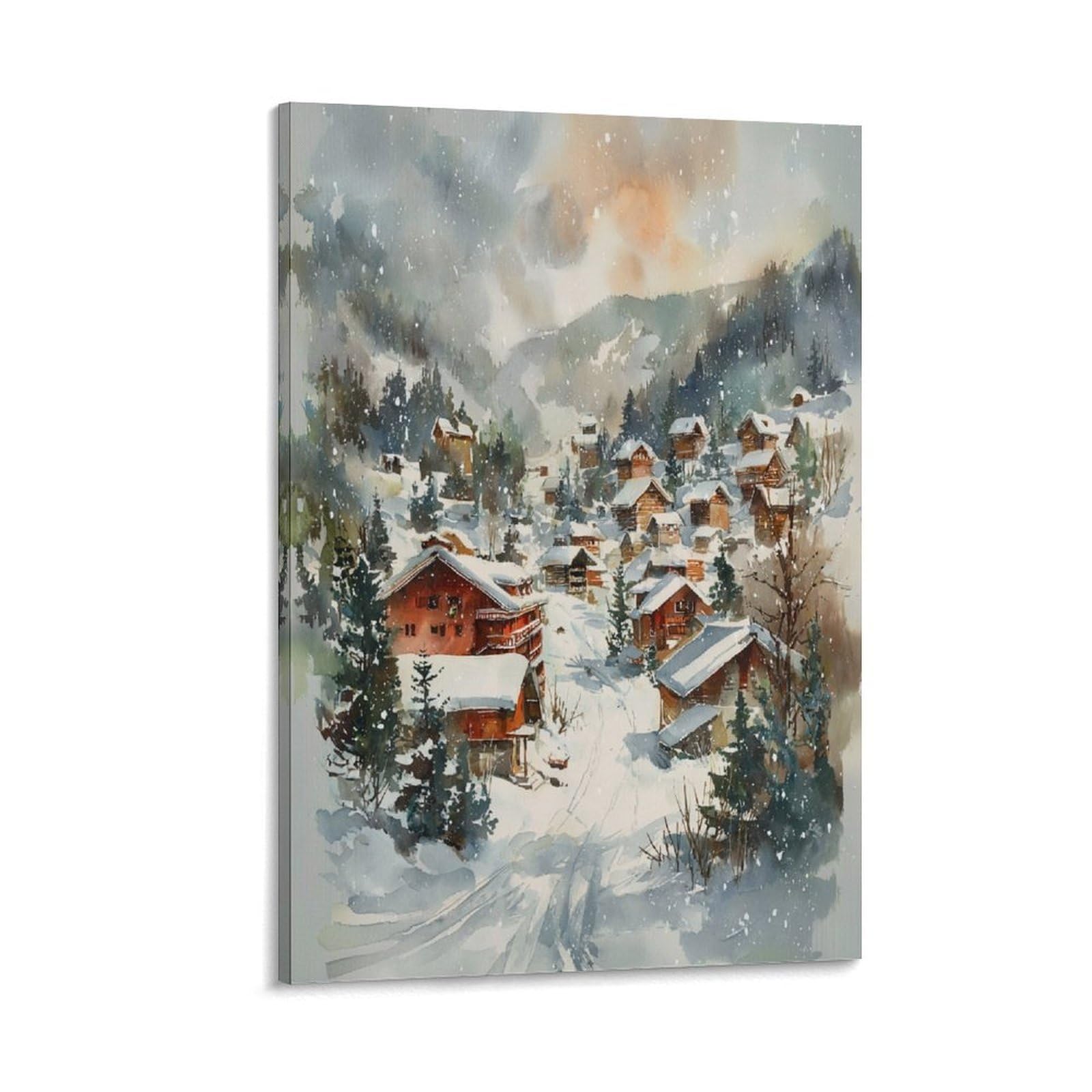 LCYNNH Steamboat Springs Winter Colorado 20x30inch(50x75cm) Vintage Travel Poster Watercolor Canvas Art