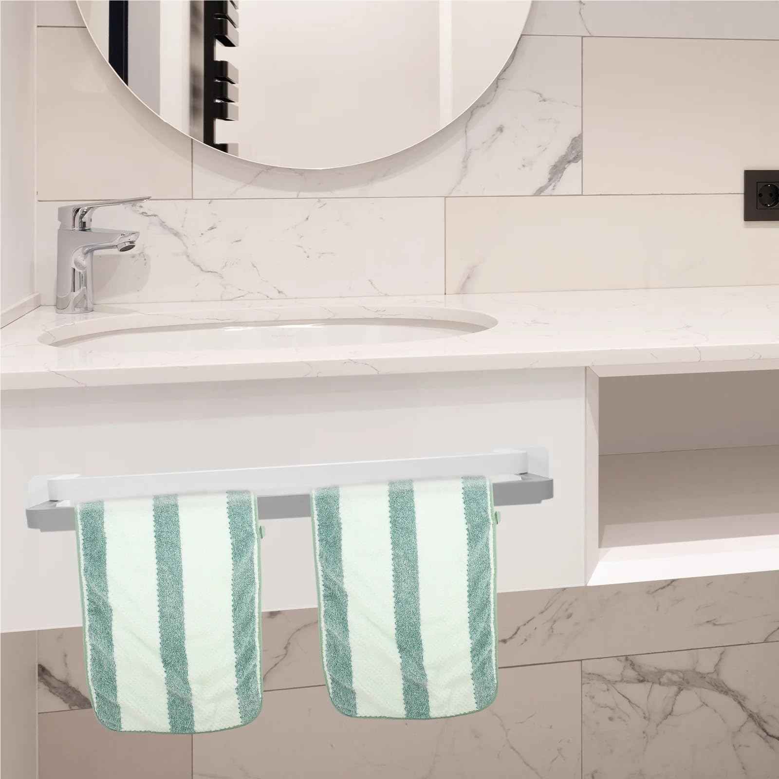 Set di scarpiere da parete, 2 pezzi, pieghevole, con porta asciugamani, salvaspazio, design elegante verde