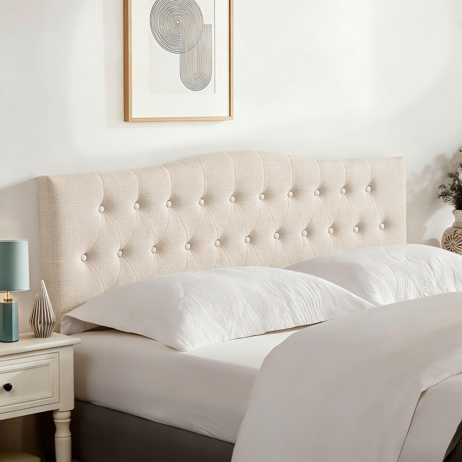 Diamond Tufted Queen Upholstered Headboard