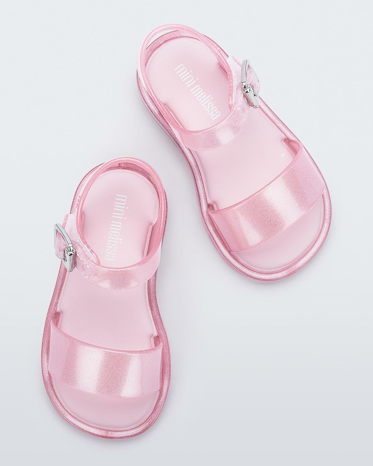 mini melissa Mar Hot Sandals for Babies & Toddlers - Sparkly Sandals w/Heart Buckle & Bow for Baby Girls, Kids Jelly Shoes