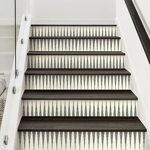 Miniatura 9 de Wudnaye Papel tapiz geométrico a rayas para despegar y pegar, papel de contacto geométrico de 17.7 x 118.1 pulgadas, moderno, extraíble, para