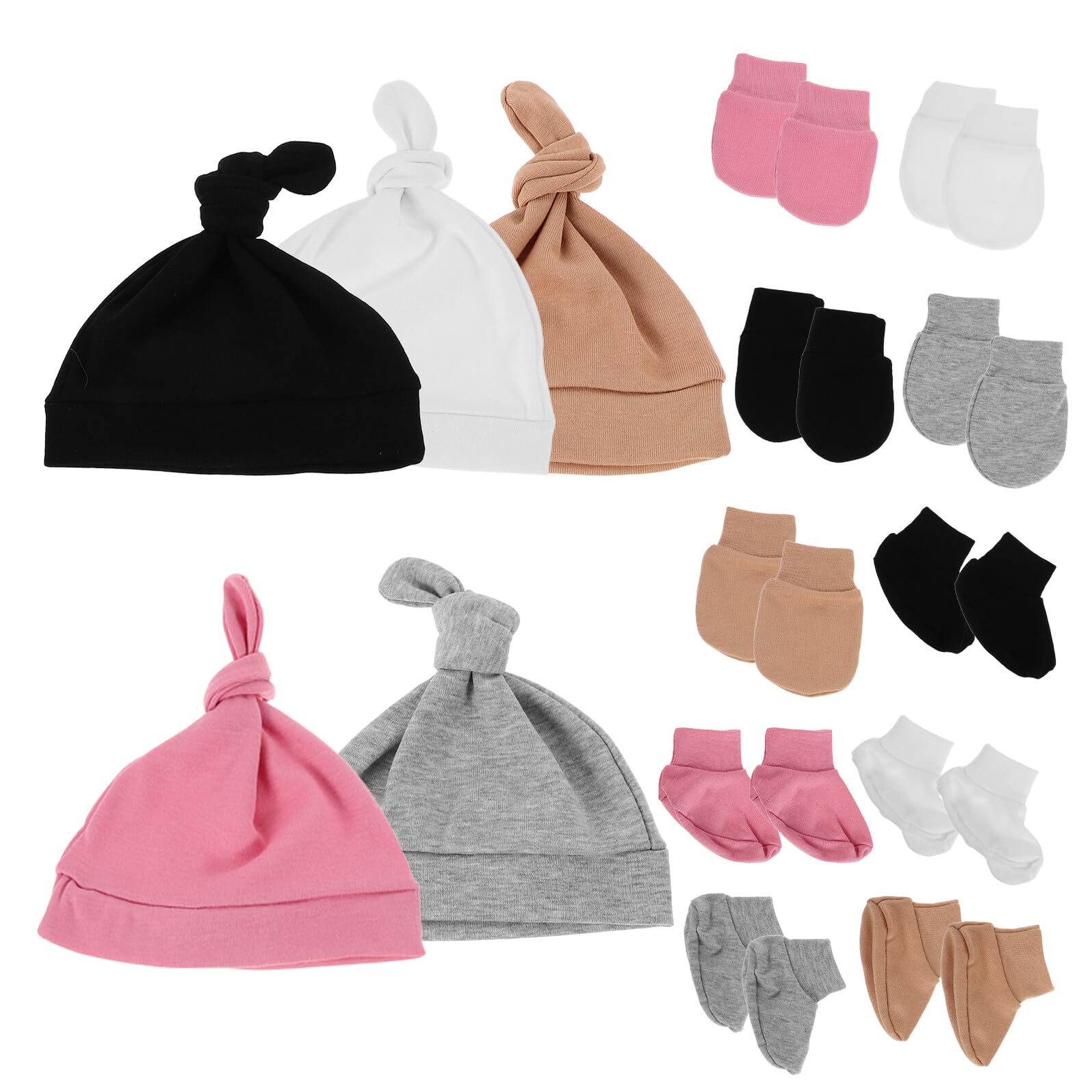 BESTonZON 5 Set Cappello Ragazzo Ragazza e Guanti in Cotone Morbido Unisex Mesi Caldi Traspiranti e Antiscivolo per Ragazzo Ragazza Accessori Essenziali per Protezione e Comfort