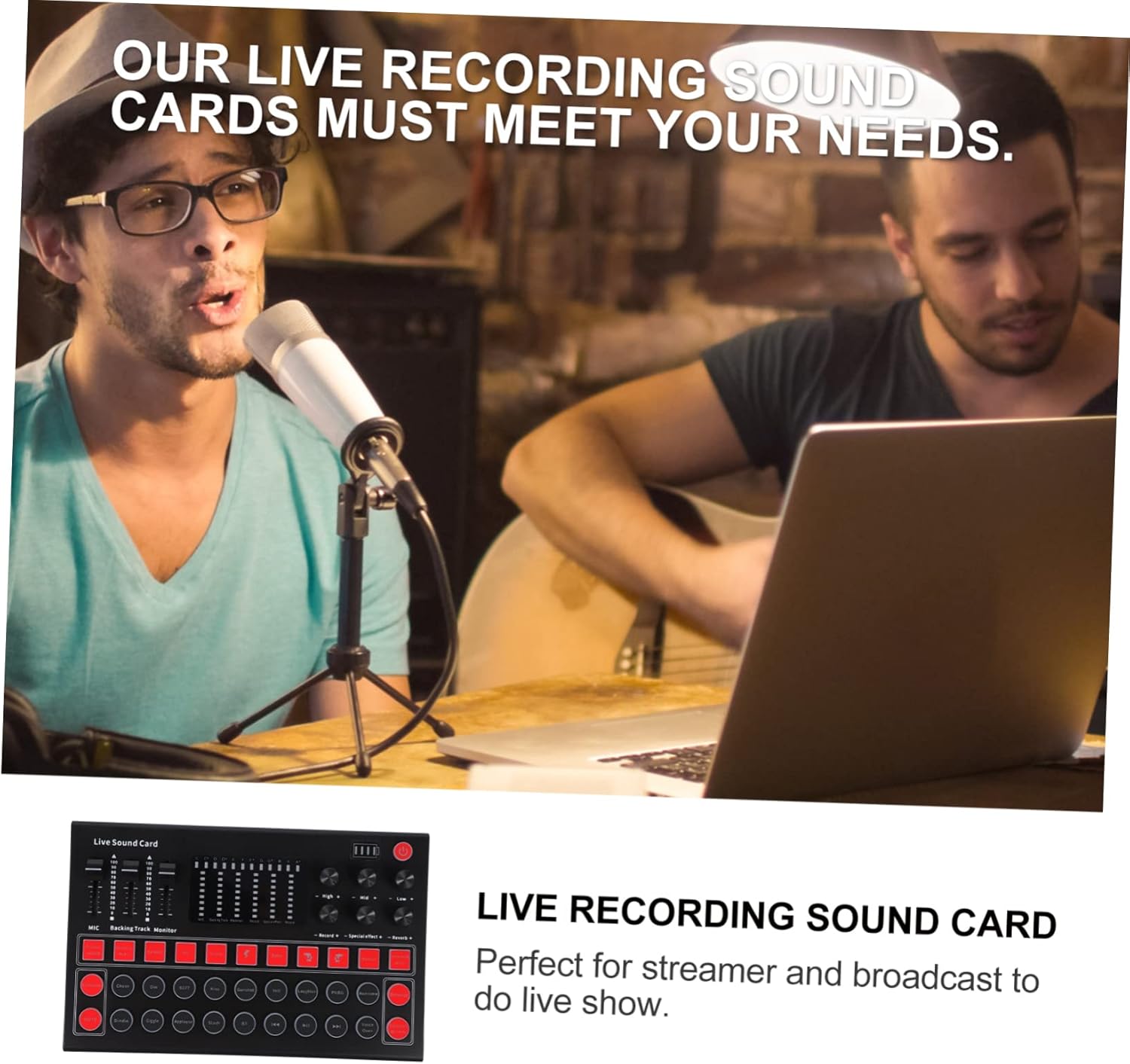 Versatile Voice Disguiser Sound Card for Live Streaming Karaoke and Gaming Portable Mixer with Built Sound Effects Dsp Noise Reduction and Color Display for Mobile Phones