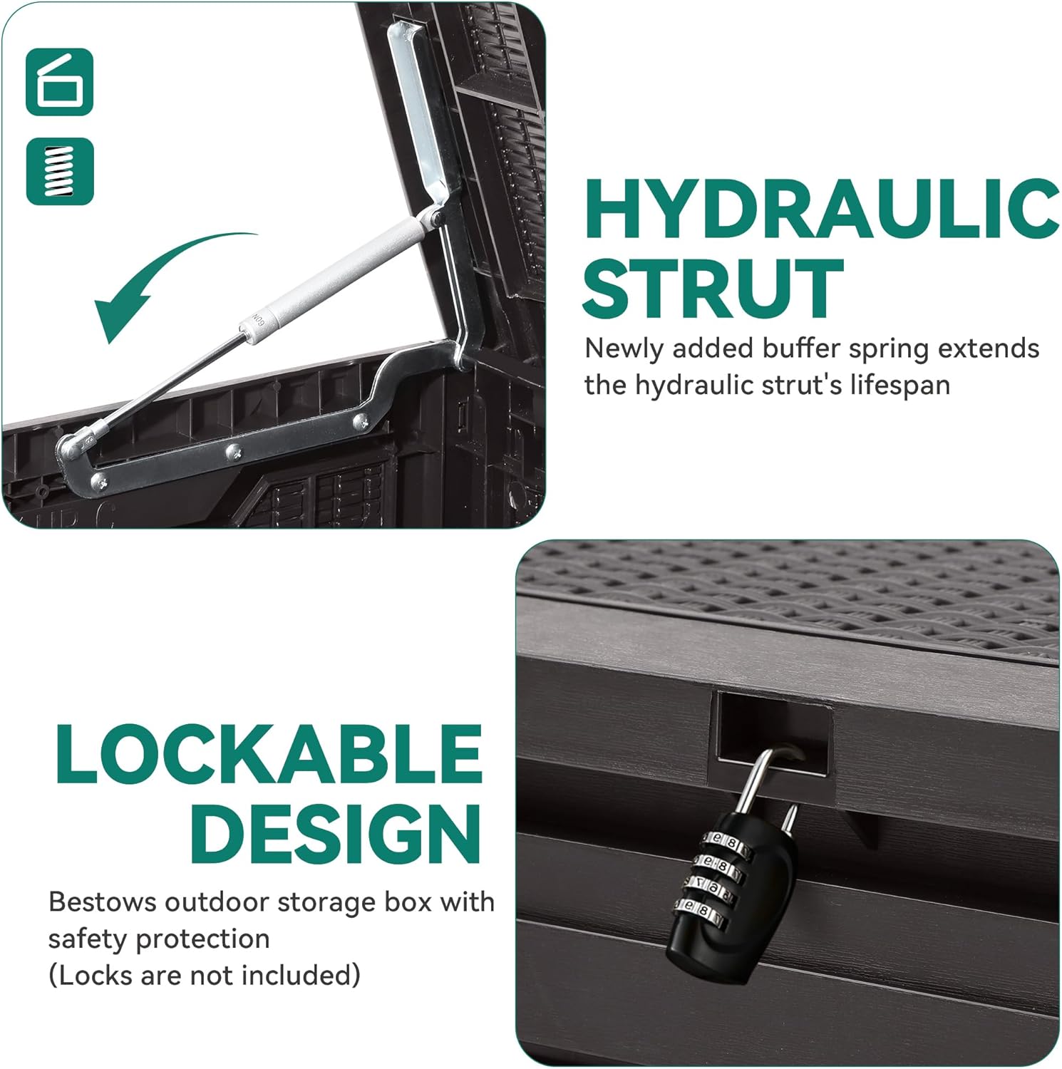 YITAHOME 100 Gallon Outdoor Storage Box, Large Water Resistant Resin Deck Box, Indoor Outdoor Lockable Storage Container for Patio, Garden, Cushions, Tools, Equipment (Dark Brown)