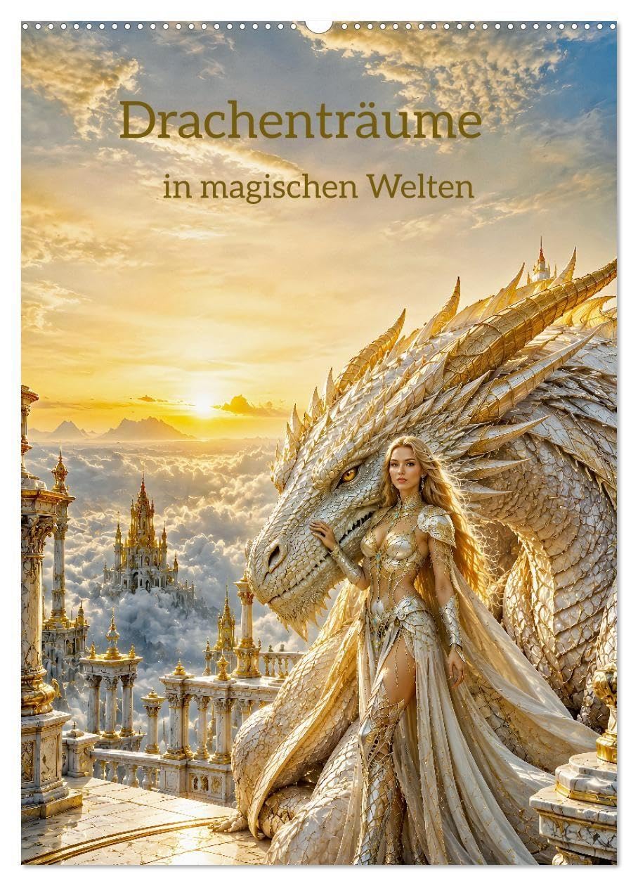 Drachenträume in magischen Welten (Wandkalender 2027 DIN A2 hoch), CALVENDO Monatskalender: Magische Begegnungen mit mächtigen Drachen