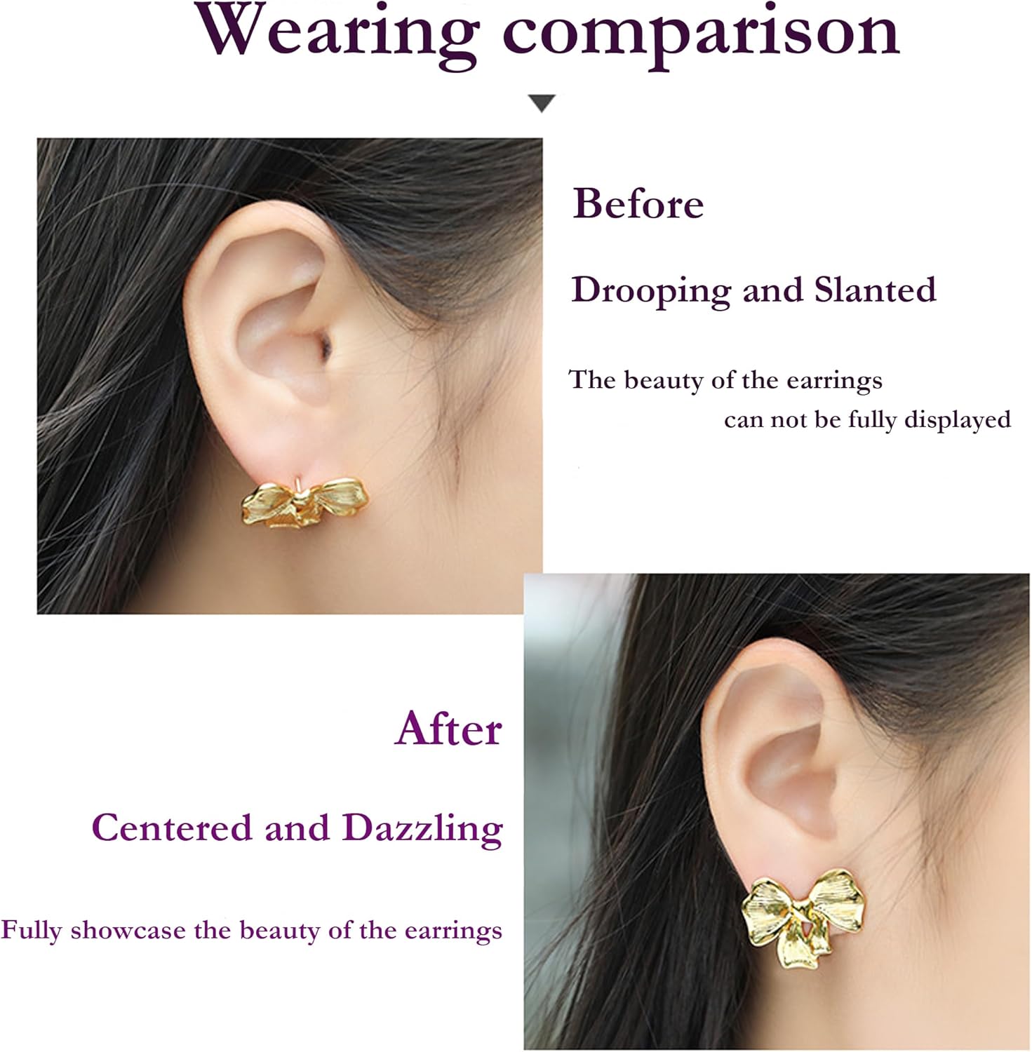 Comfortable and Colorful Earring Backs Support for Droopy Ears, Hypoallergenic Backs Rubber Lifter for Heavy Studs, Plastic Locking Backstop, 6 Pieces, Prevents Stretching and Tearing (Shiny Purple) - Image 9