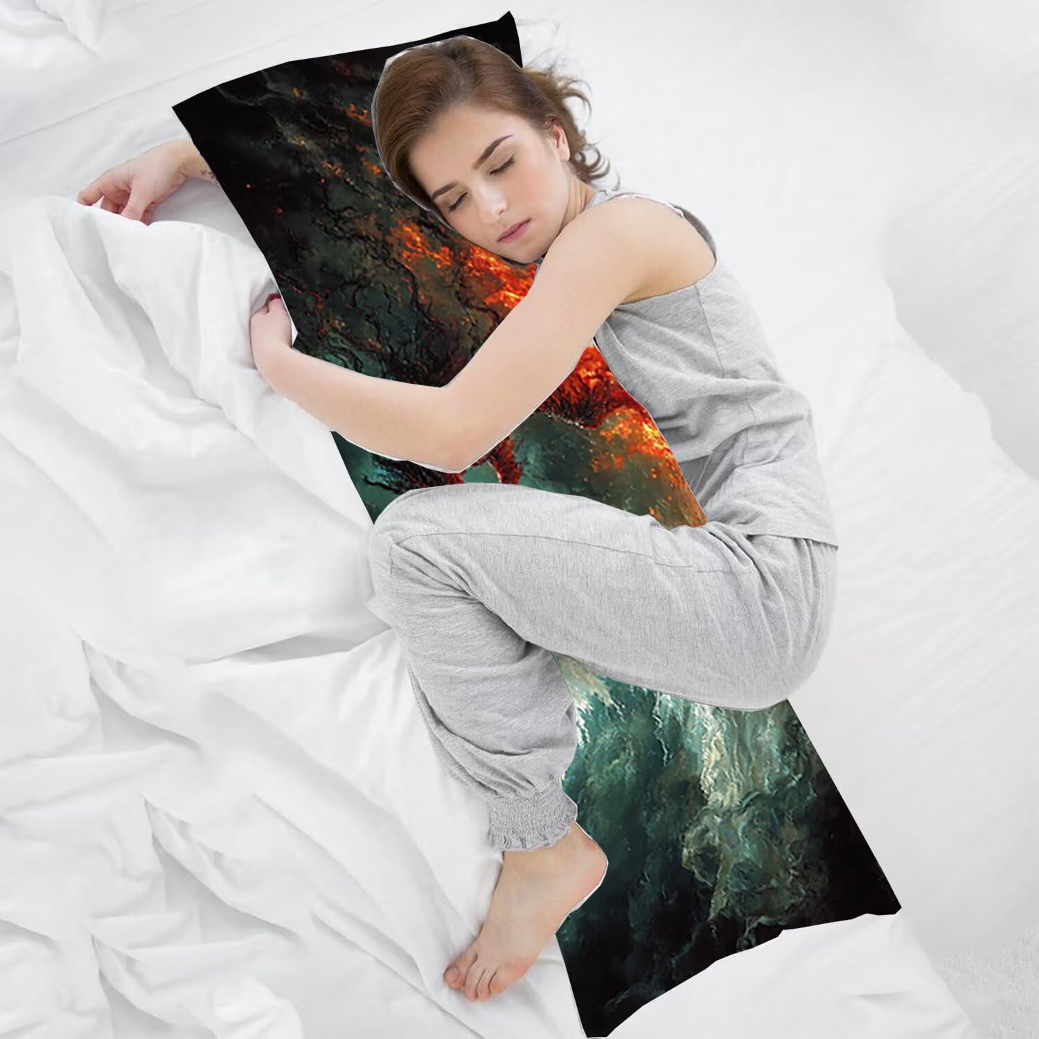 Długa poduszka do spania na biodrze 60 x 180 cm Anioł Demon Poduszka na ciało, Ciąża i macierzyństwo Poduszki Aksamitne Poszewki na poduszki Poszewka na poduszkę Dekoracja Sofa Łóżko i Relaks s-193