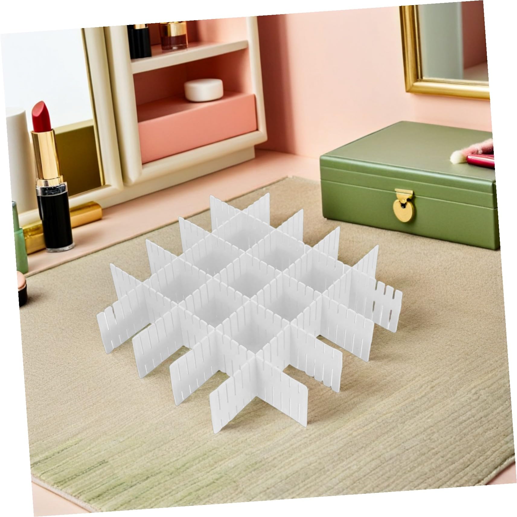 BESTYASH 16 Pezzi Divisori per Regolabili Organizer Griglia Ottimizzatori per Calze Biancheria Intima e Trucco Soluzione Flessibile per Cucina Camera da Letto e Ufficio