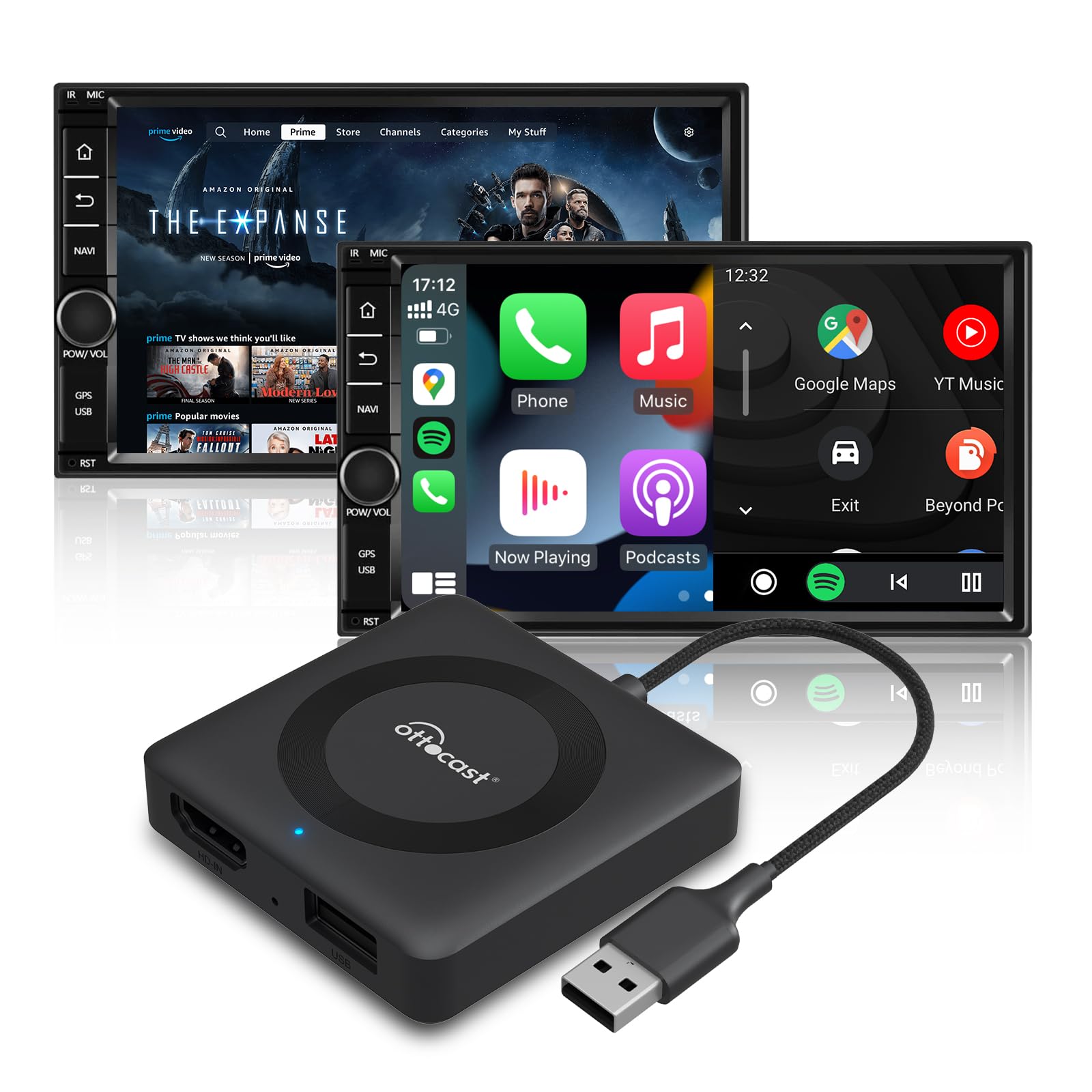 OTTOCAST Car TV Mate Max, Wireless Android Car & Carplay Adapter