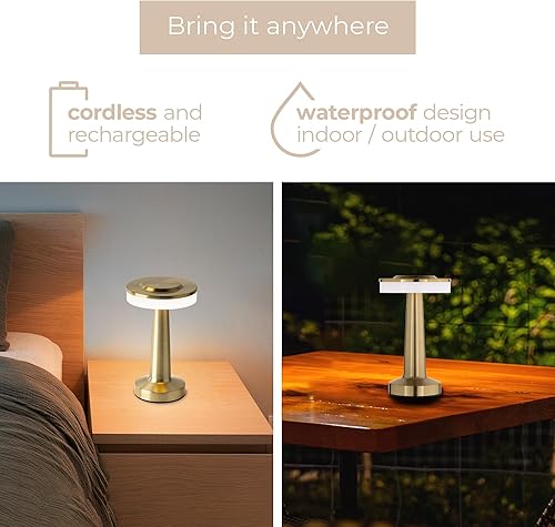 Miniatura 6 de Radiance - Lámpara de escritorio LED inalámbrica USB-C recargable, funciona con batería de 5200 mAh con 3 temperaturas de color 2700K-3000K-3500K y