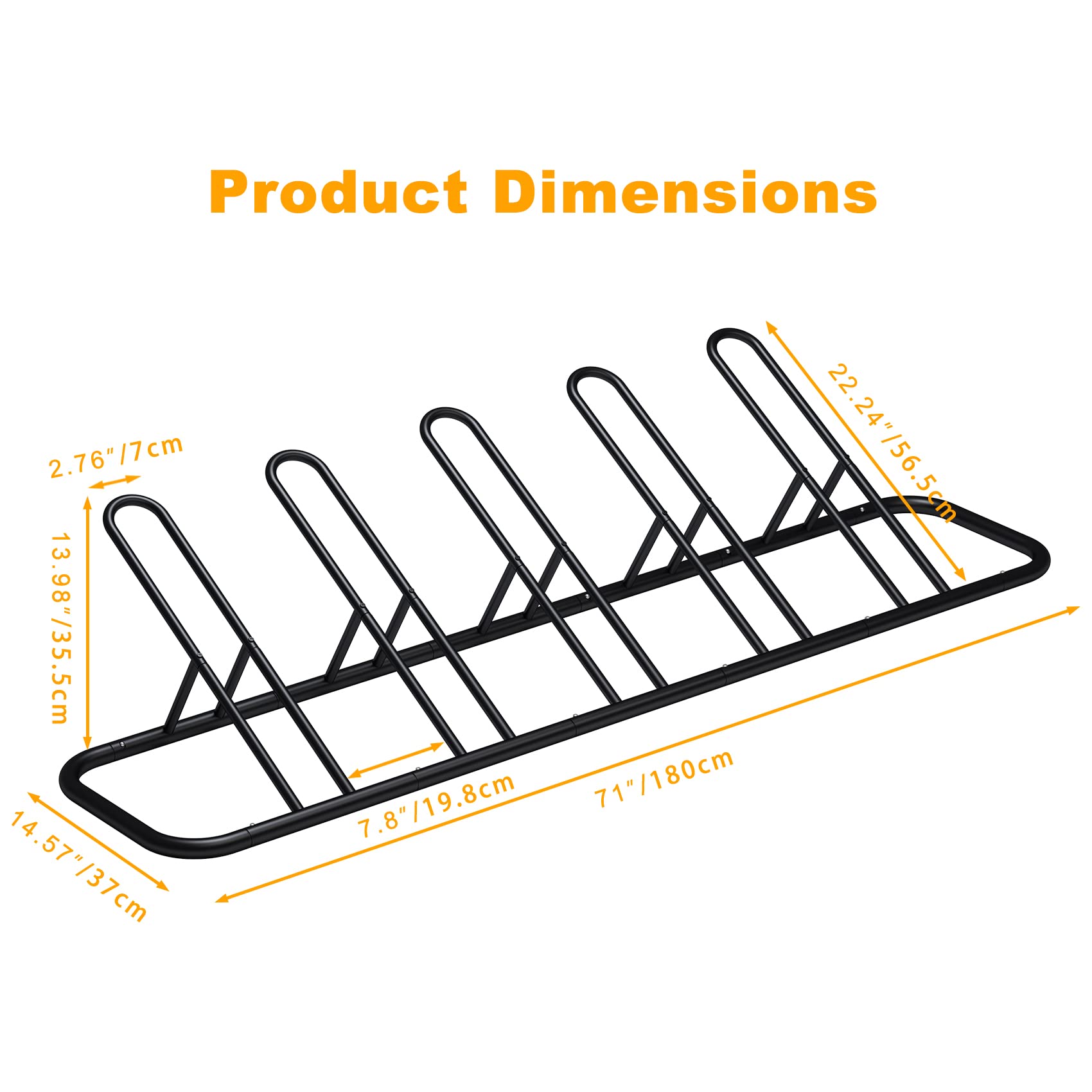 Mr IRONSTONE 5 Bike Rack, Floor Bike Rack for Garage, Indoor/Outdoor Nook Bicycle Storage Stand, for Mountain Bike, Road Bike and Kids Bike