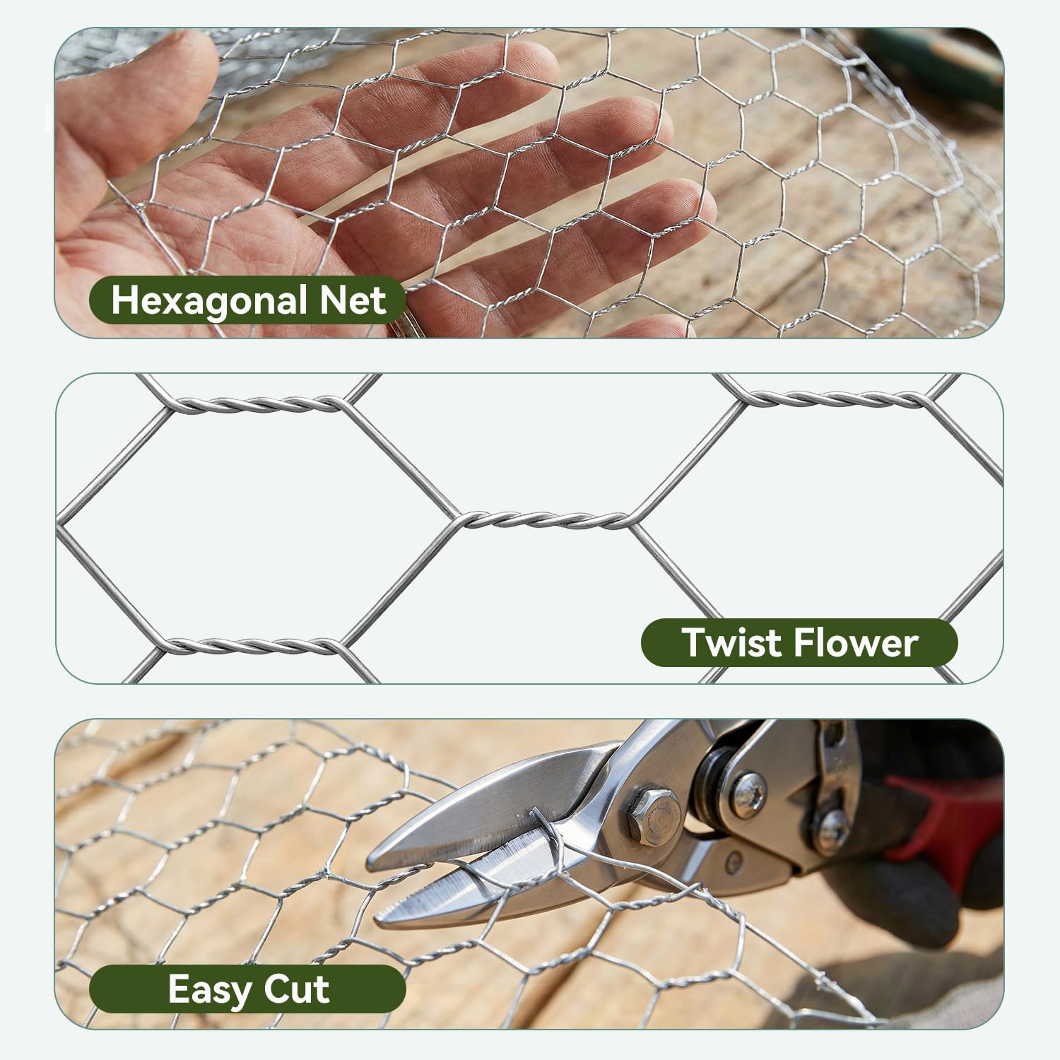 Amagabeli 16in x 82ft Chicken Wire Fencing Garden Netting Poultry Wire Hexagonal Galvanized Mesh Roll Dog Barrier for Pet Rabbit Bird Raised Bed Vegetable Cattle Panels for Plant Trellis Craft