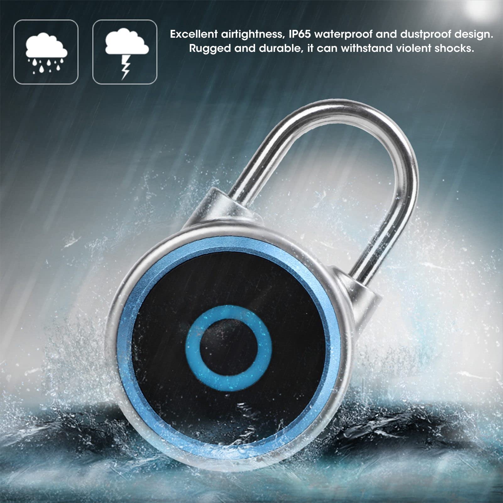 Candado inteligente Huella digital GS50F Candado inteligente IP65 Carga USB impermeable Candado de equipaje con huella digital pura(Azul)