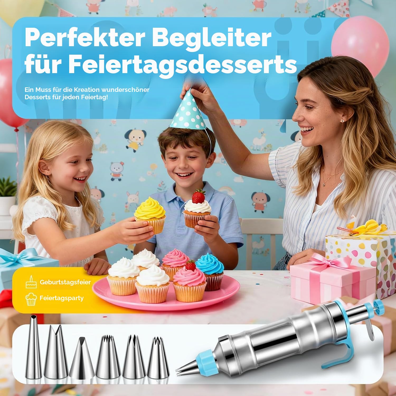 Kuchendekorationswerkzeug-Set, Spritzpistole, Zuckerguss-Spritztüllen, Kuchencreme-Dekorationswerkzeug, Edelstahl, einfaches Kuchendekorationsset, Ersatz für Spritzbeutel und Spritztüllen (Lila)