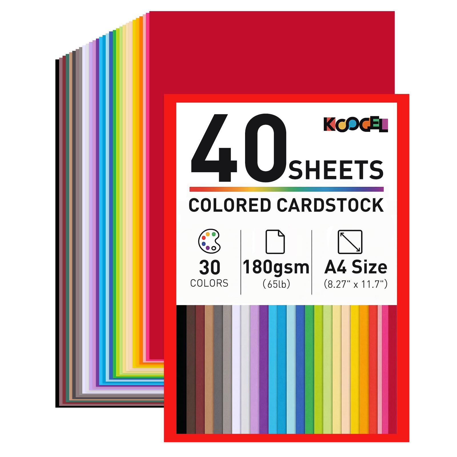 Amazon.com: Koogel 40 Sheets Colored Cardstock, 8.27