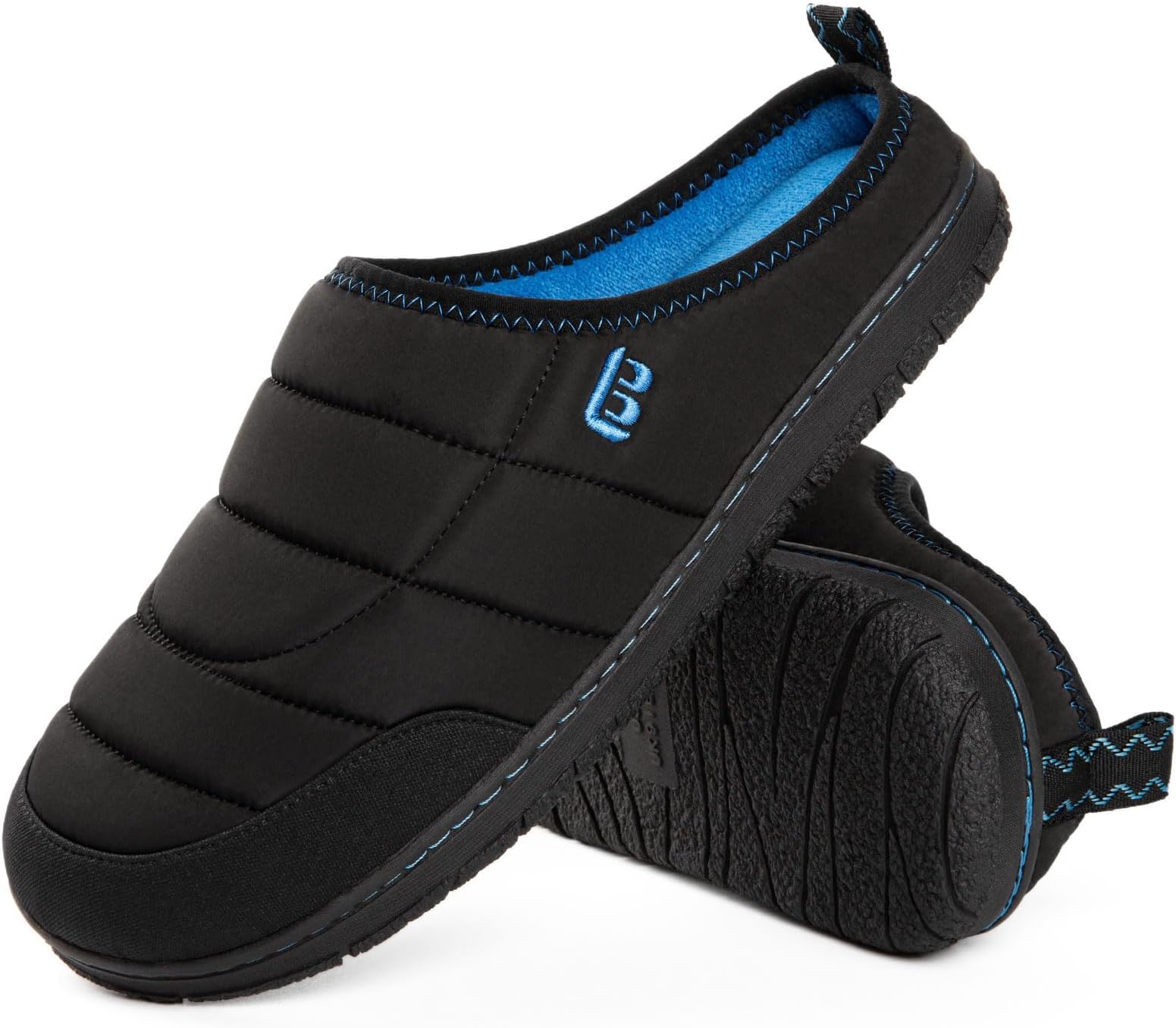 Men's Two-Tone Slippers Memory Foam Warm Fleece House Shoes Camping Slip On Indoor Outdoor
