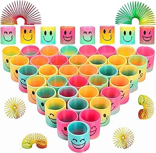 لعبة زنبركية صغيرة بألوان قوس قزح سلينكي لحشو شنط الحفلات، 24 قطعة من ألعاب الزنبرك الصغيرة، ألعاب فيدجيت وجه مبتسم قابلة للتمدد، جوائز الفصول الدراسية للأولاد والبنات، هدايا حفلات بيناتا من بيبي-جي