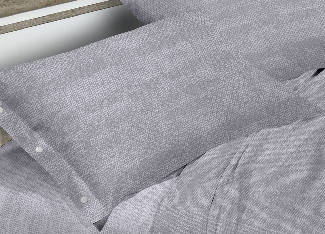 BIANCHERIAWEB Pair of Bed Pillow Cases 50 x 80 cm in 100% Cotton Bon Bon Design with Side Buttons, Color Grey, Default - Image 2