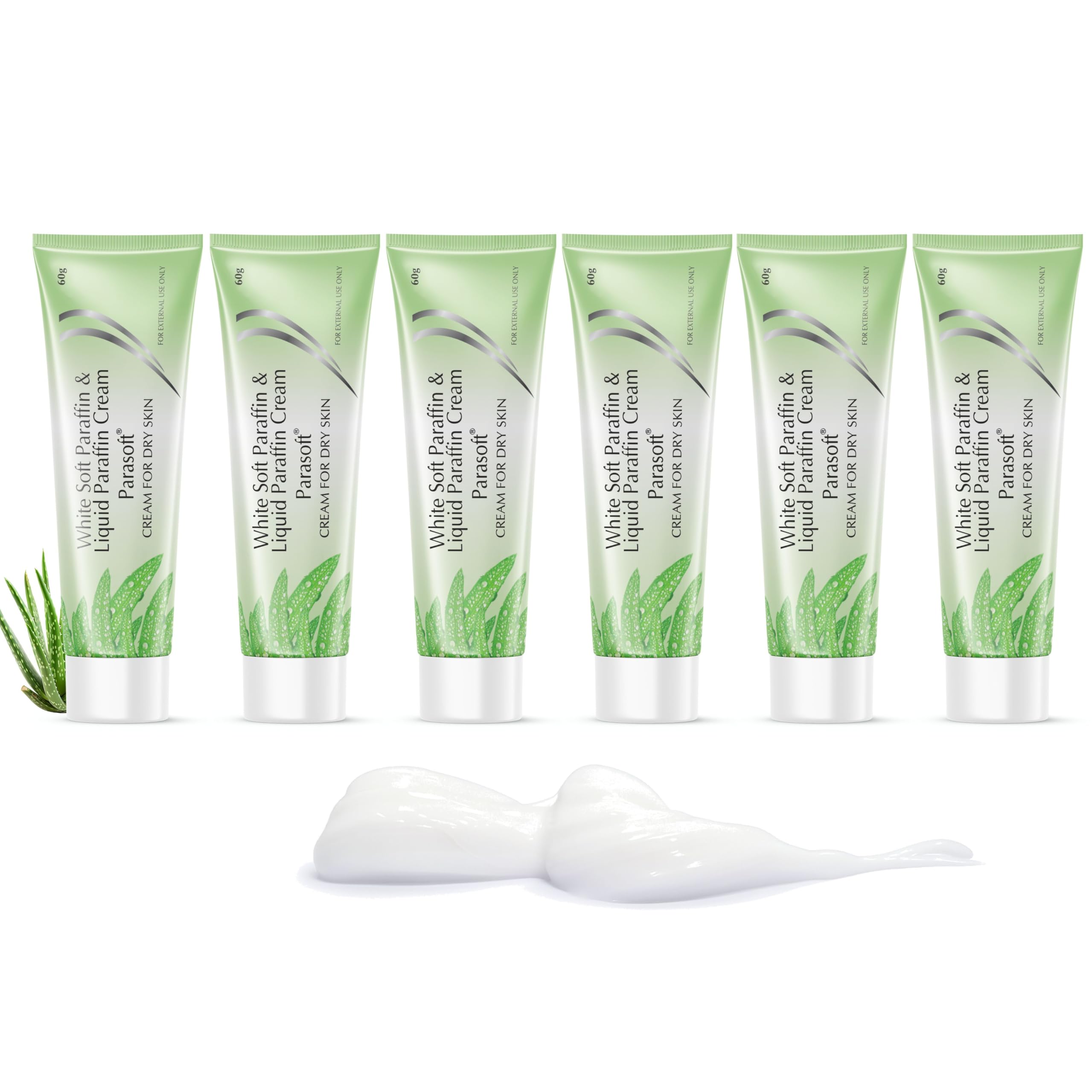 Parasoft Cream for Dry & Dehydrated Skin Intense Moisturizer, Nourishing Cold Cream & Winter Cream with Goodness of Aloe vera for both Men & Women - 60GM (Pack of 6)
