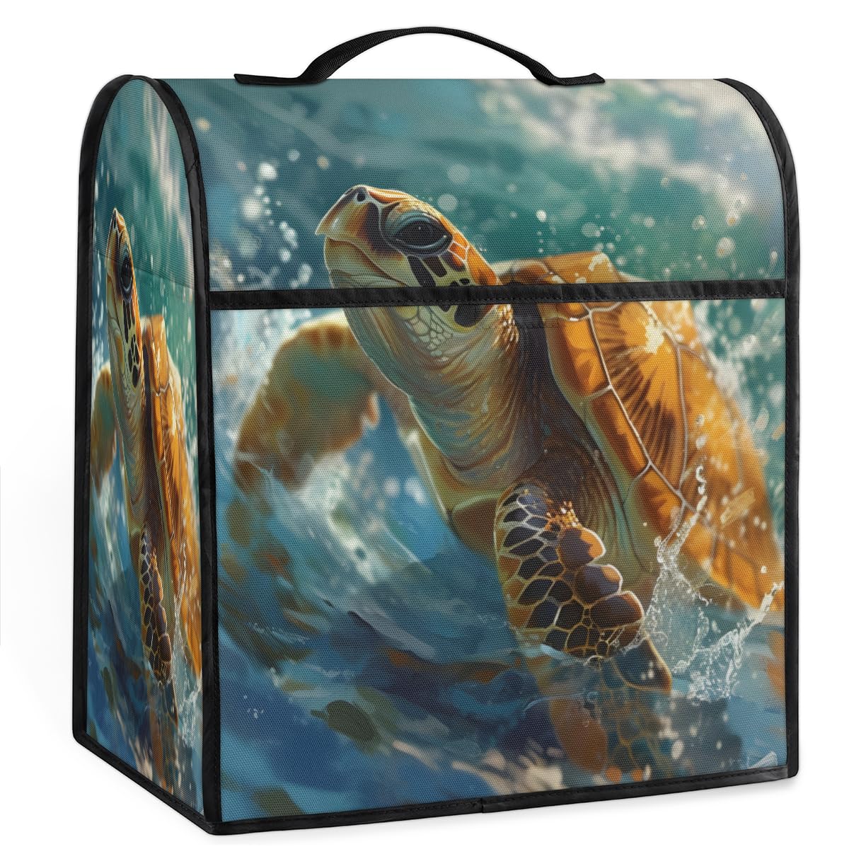 Coffee Maker Cover Ocean Turtle Cute Kitchen Appliance Covers Small Appliance Covers Blender Cover Juicer Cover Dust Covers for Kitchen Appliances with Top Handle and Pockets,Washable,B518