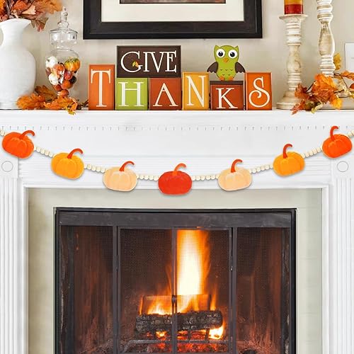 Miniatura 29 de Gistome Halloween Hanging Decorations Indoor - Felt Bat Wooden Beads Garland