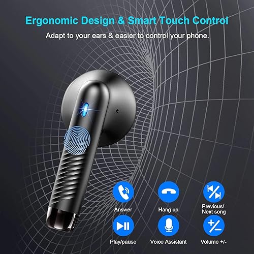 Miniatura 6 de Auriculares inalámbricos, auriculares Bluetooth 5.4, graves estéreo, auriculares Bluetooth en el oído con cancelación de ruido, auriculares