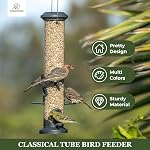 Kingsyard 2 Pack Tube Bird Feeders pour l'extérieur suspendu, Premium en plastique dur Bird Feter avec 6 Ports d'alimentation, étanches aux intempéries & Suspension en acier, Attracting for Wild Birds (Noir)