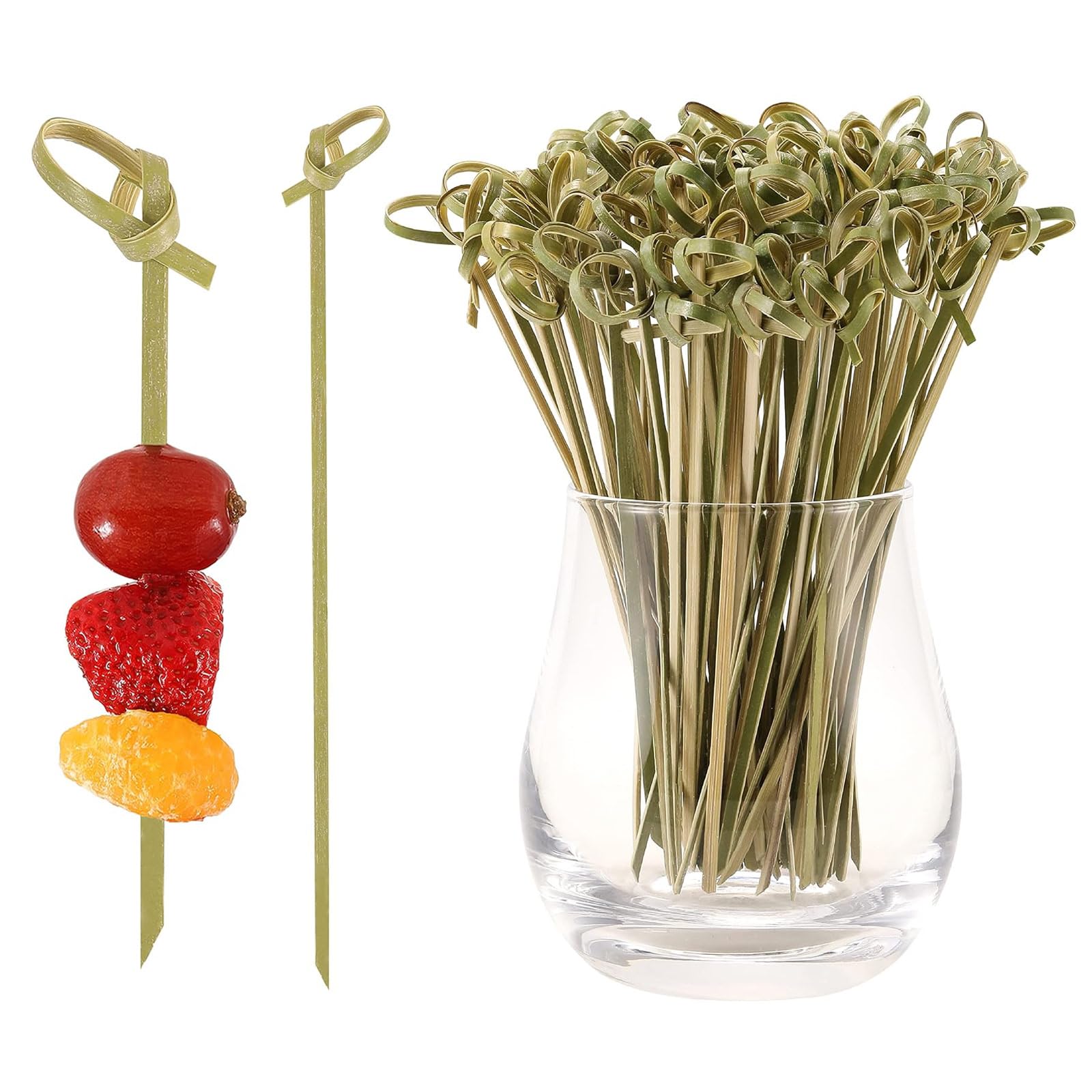 100 PCS Cocktail Picks, Toothpicks for Appetizers, Natural Bamboo Knot Skewers, Mini Food Sticks, Fancy Tooth Picks for Drinks,Fruit,Charcuterie,Cocktail Garnish Accessories, Party Supplies