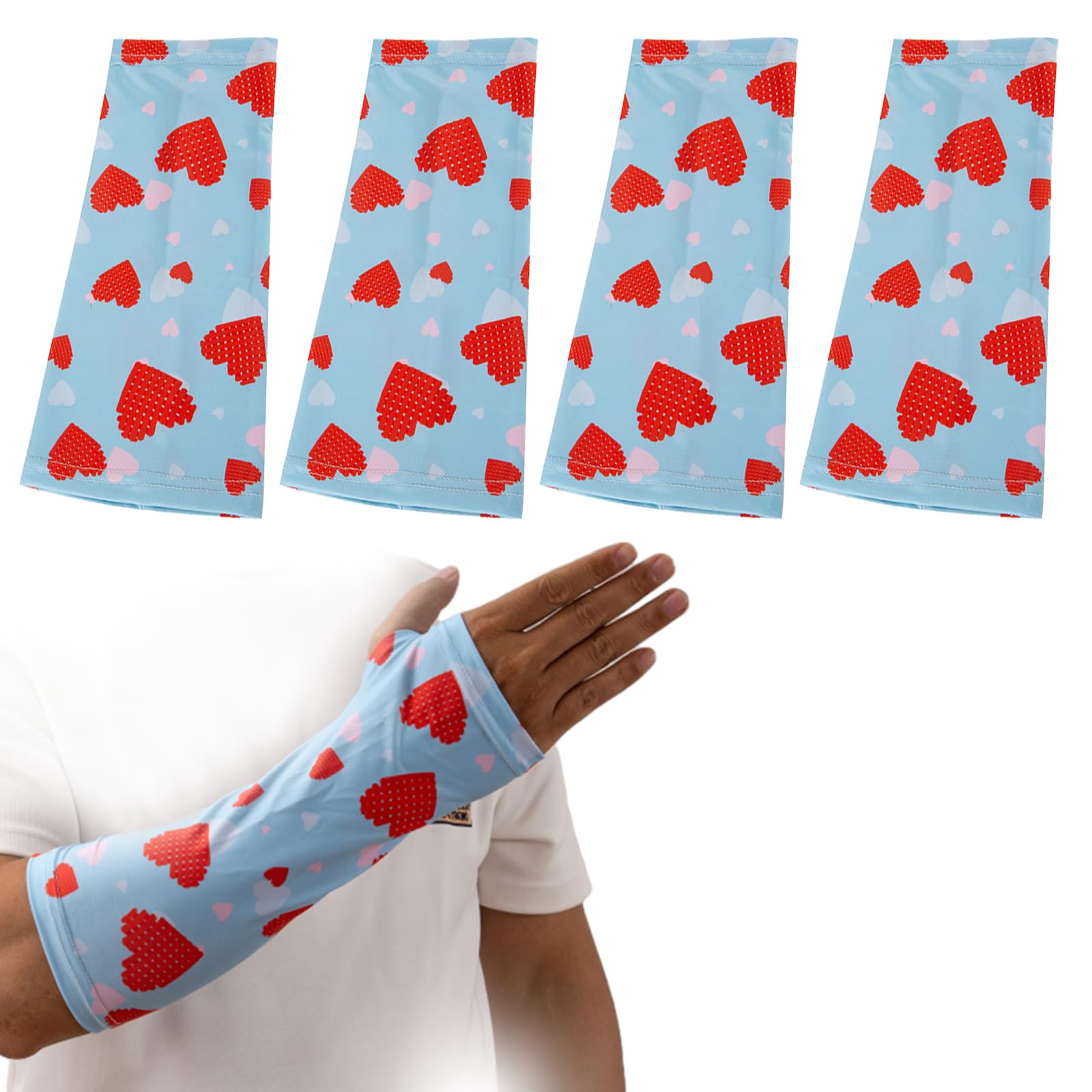 LAPLUIE 4er-Pack Armgips-Überzüge Elastische Kurze Gipsüberzüge Schutzgips Arm Sling Ärmel Gipsdekorationen für Bad Dusche Gipswundabdeckungen (Herz)
