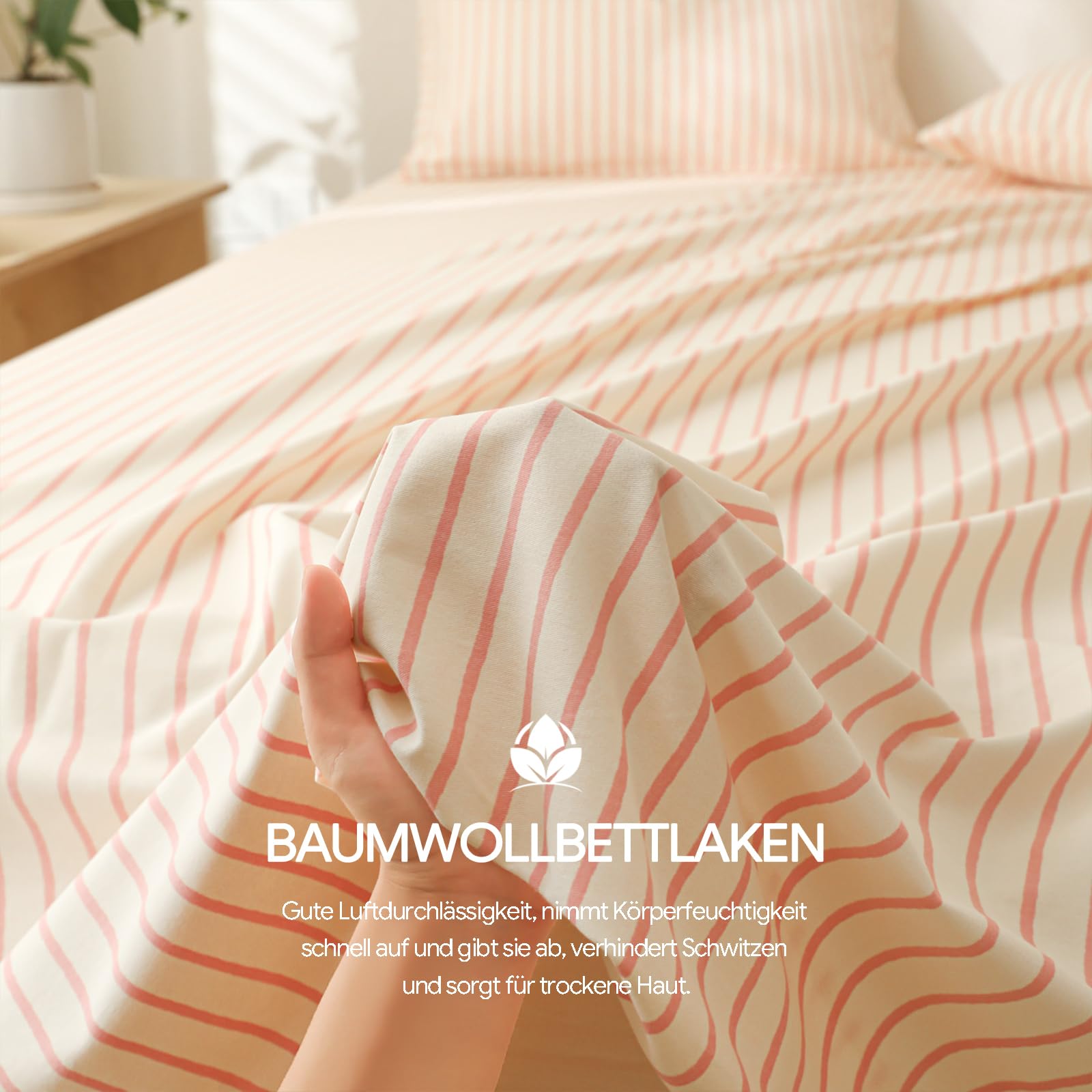 Bettlaken 200x230cm Graue Streifen