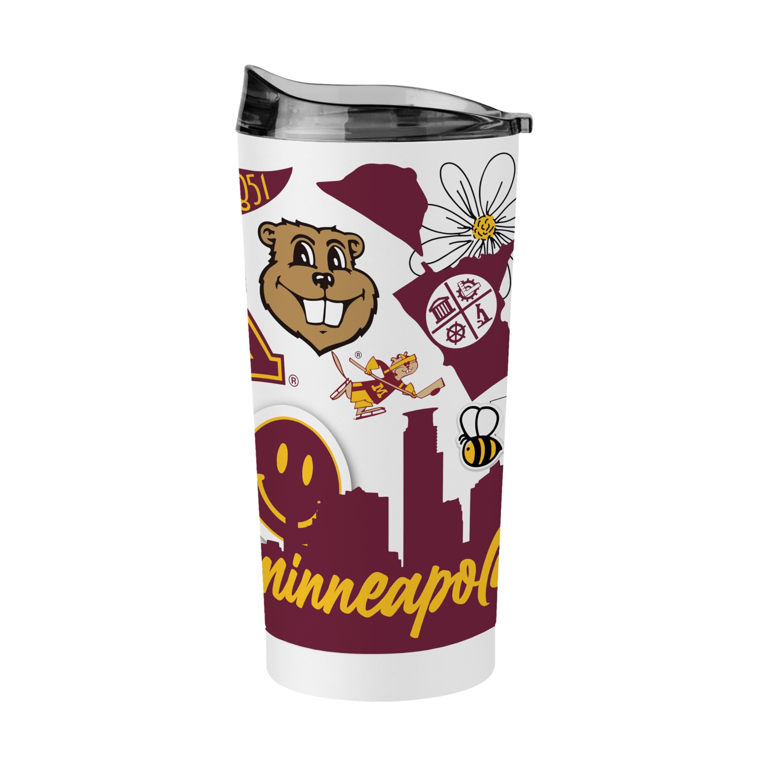 Logo Brands NCAA Native Icons 20 oz Stainless Steel Tumbler – Double Wall Vacuum Insulated