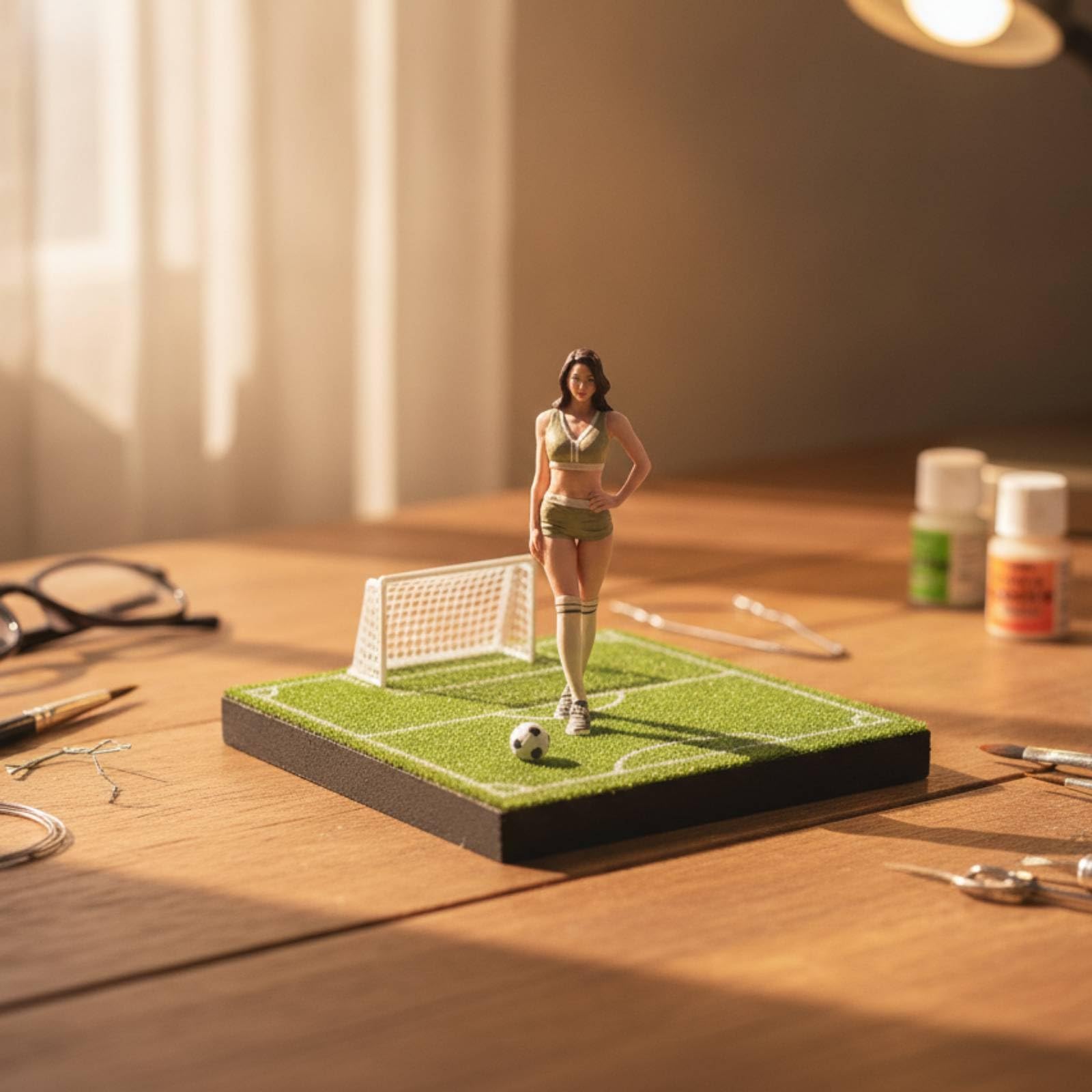 Colcolo Figurina Scena Miniatura Statuetta Sportiva Resina Personaggio Femminile Giovane Decorazione Resina Finitura Liscia Calze a Righe E Sneakers Adatta per Scaffali Vetrine Scrivania, 1/24