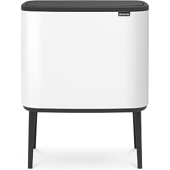 Brabantia Bo Touch Bin 11 Plus 23 L Metal Waste Bin White 54 x 32 x 68 cm 1 Unit