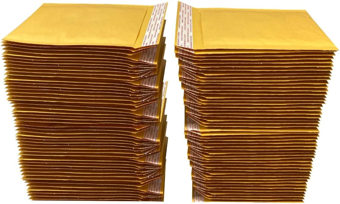 StarBoxes 100 Kraft BUBBLE Mailers 4x8" - #000 Self-Sealing Padded Envelopes Bags