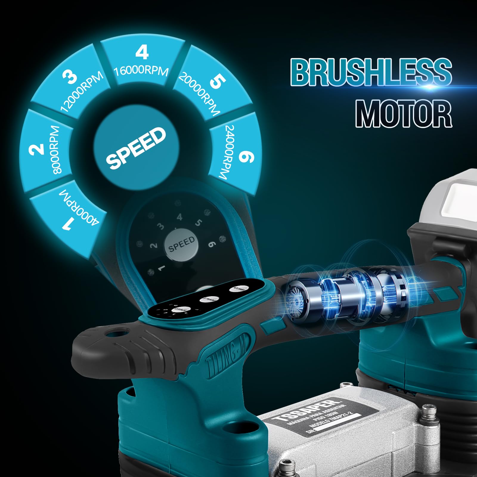 2 IN 1 Akku Fliesenrüttler & Saugnäpfen Kompatibel mit Makita 18V-Batterie, 6 Gang Einstellbaren, 400kg Adsorption Fliesen Vibrationsgerät Fliesenvibrator für 2,4m Fliesen Wandfliesen (Ohne Akku)